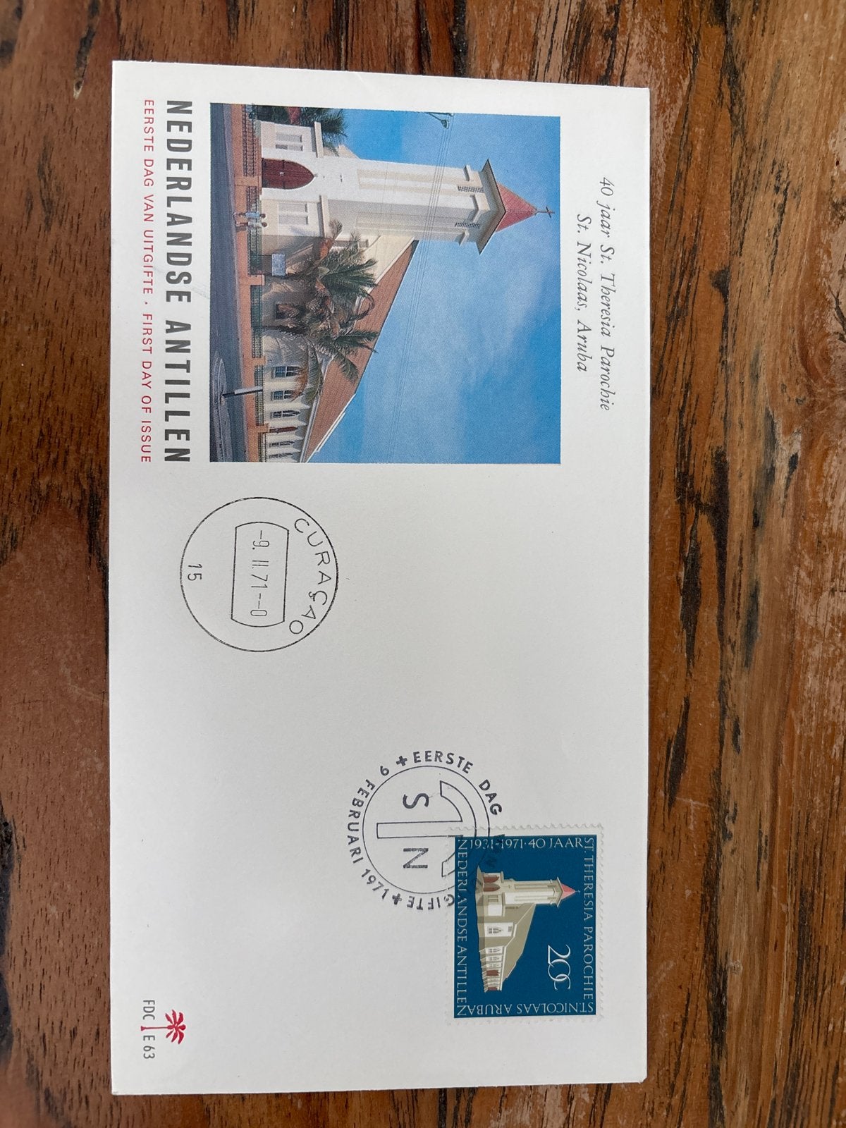 FDC Nederlandse Antillen - 40 jaar St. Theresia Parochie, Ophalen of Verzenden, Gestempeld