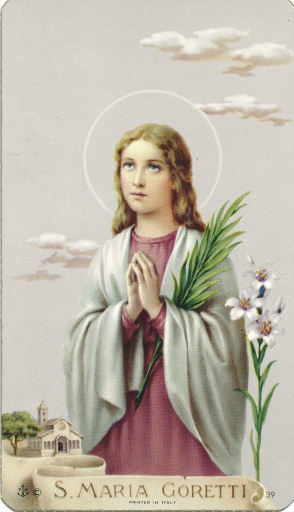 Mooi devotie prentje van H. Maria Goretti, Ophalen of Verzenden, Zo goed als nieuw, Kaart of Prent, Christendom | Katholiek