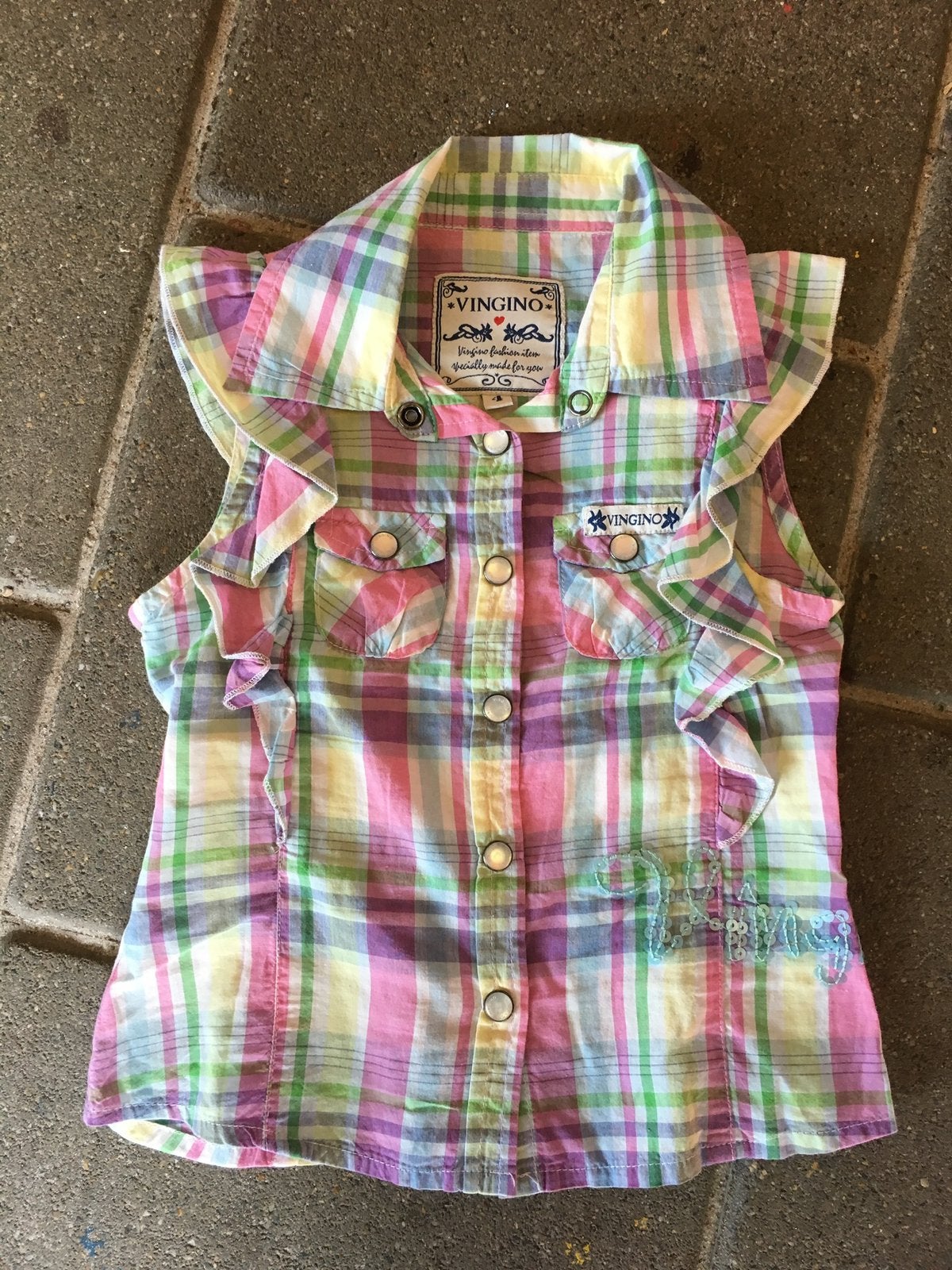 TE KOOP: supermooie mouwloze blouse voor meisje van Vingino, Kinderen en Baby's, Kinderkleding | Maat 104, Ophalen of Verzenden
