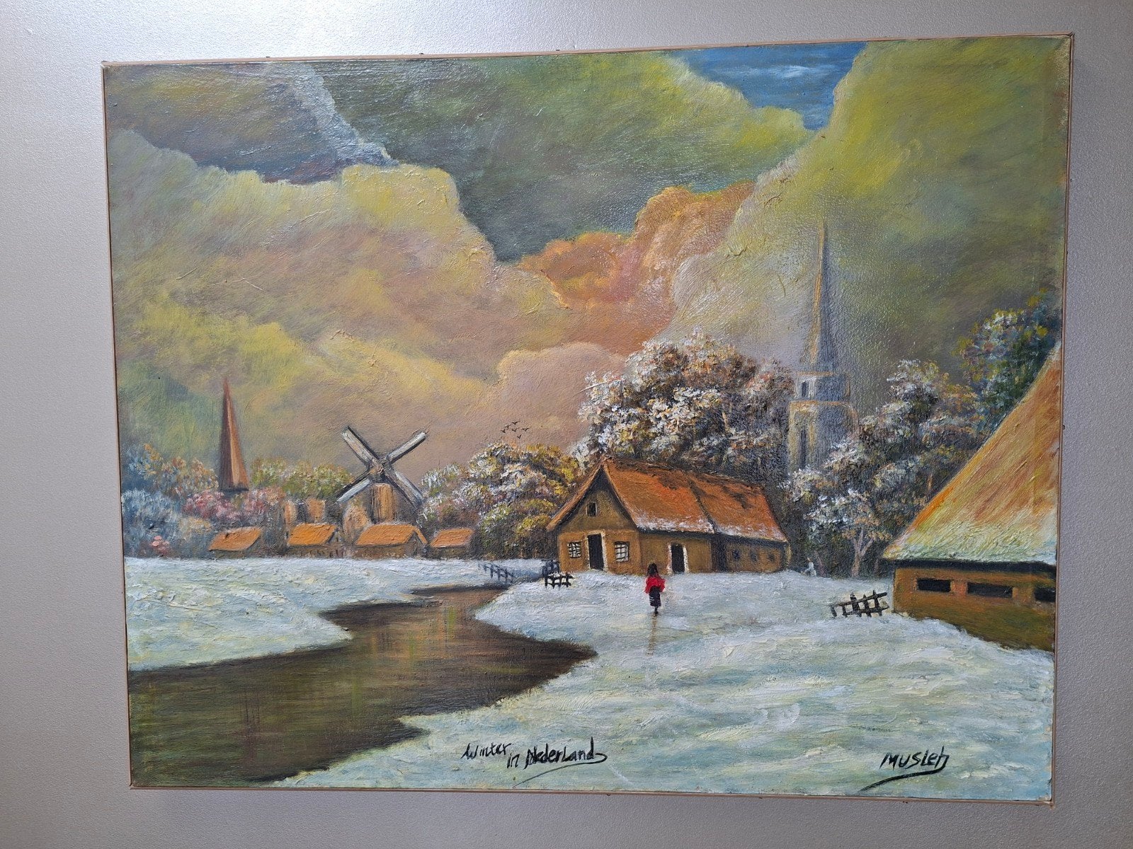 Schilderij Winter in Nederland - Musleh (ca. 70x90 cm), Ophalen