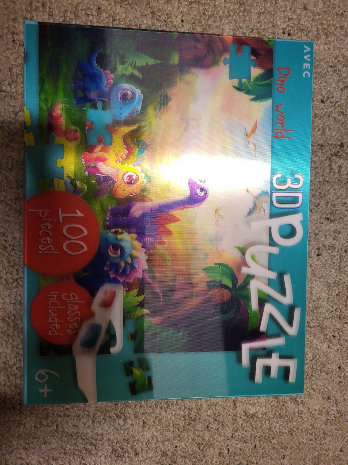 3D Puzzel Dino World - 100 stukjes met 3D bril, Ophalen of Verzenden, 10 tot 50 stukjes, Zo goed als nieuw, 6 jaar of ouder