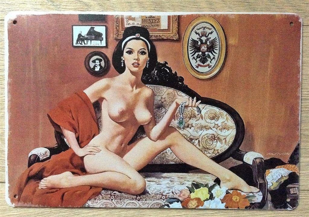 Sexy Pin Up Art Dame Naakt Metalen Wandbord poster, Verzenden, Nieuw