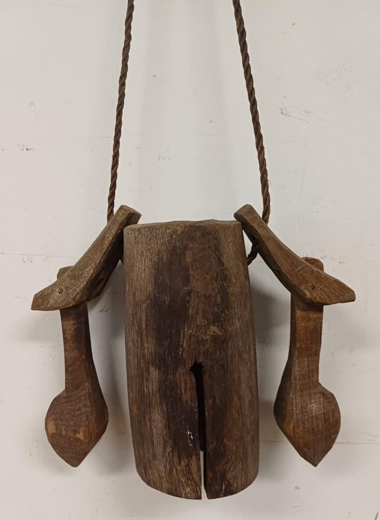 Vintage houten koebel - buffalo bel, Antiek en Kunst, Curiosa en Brocante, Ophalen of Verzenden