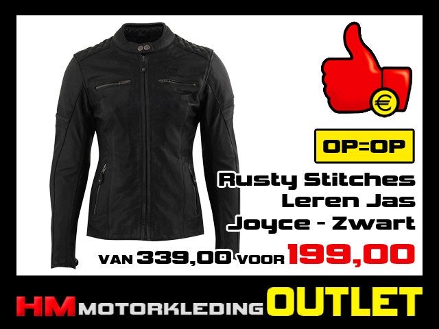 Leren Motorjas Rusty Stitches Joyce Zwart - LADY, Info@huybersmotoren.nl, Kinderen, HM - Sale, NL