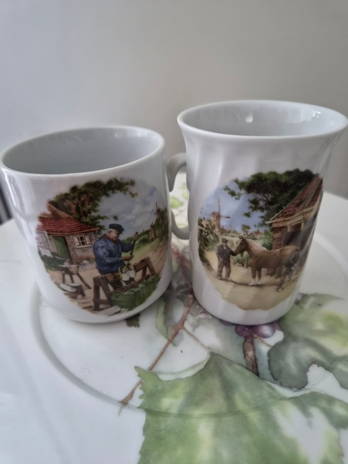 Set van 2 handgedecoreerde mokken Royal Schwabap, Ophalen of Verzenden