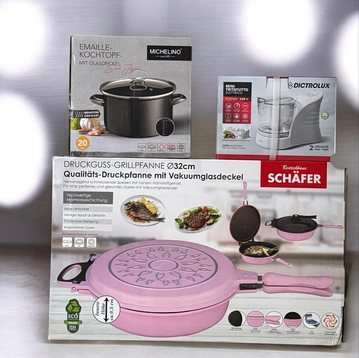 Michelino Emaille Kookpot, Dictrolux Mini Hakmolen, Schäfer, Ophalen, Nieuw