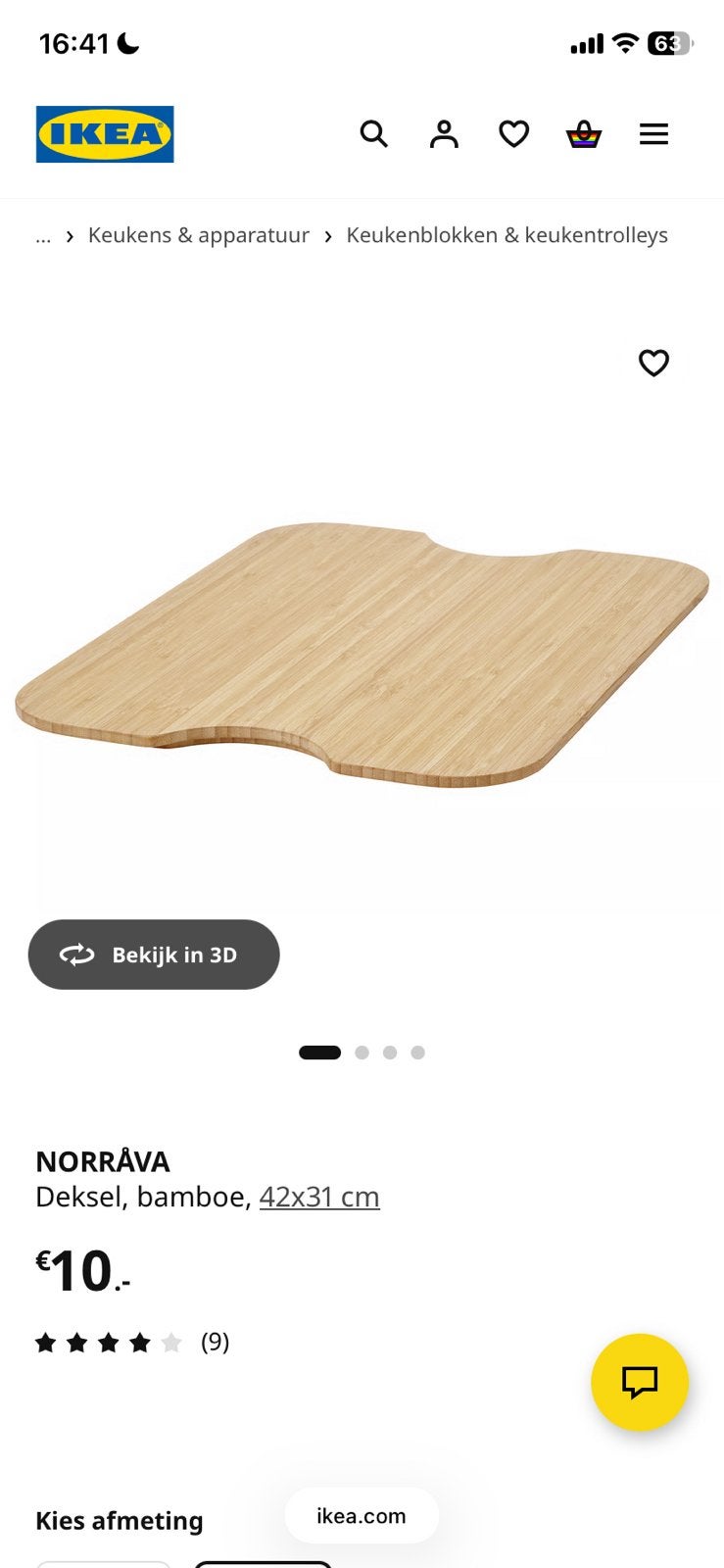 Norråva dienblad/deksel/snijplank Ikea, Ophalen, Gebruikt, Rechthoekig, Hout
