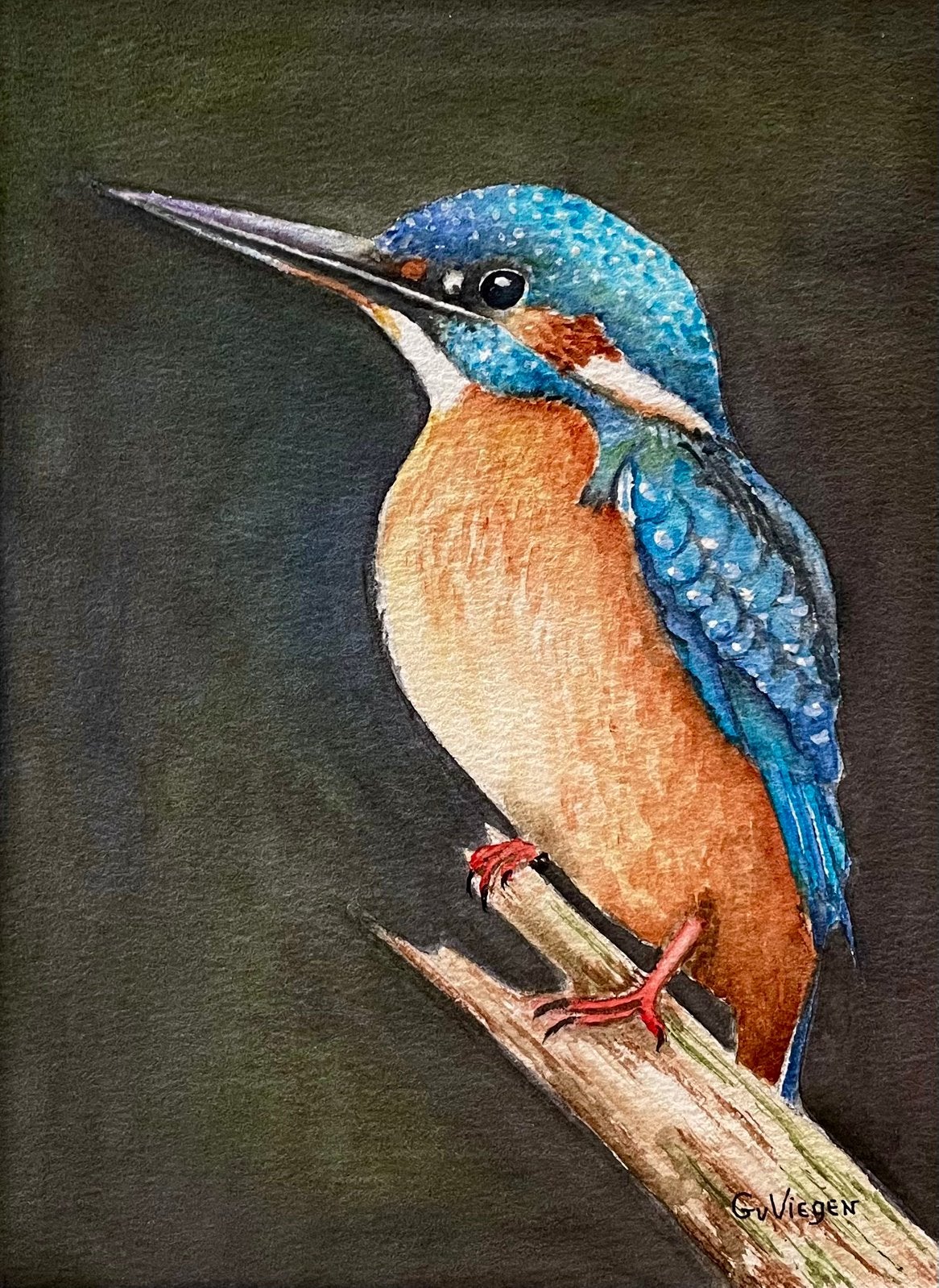 Schilderij IJsvogel - vogelkunst, Antiek en Kunst, Kunst | Schilderijen | Modern, Ophalen of Verzenden