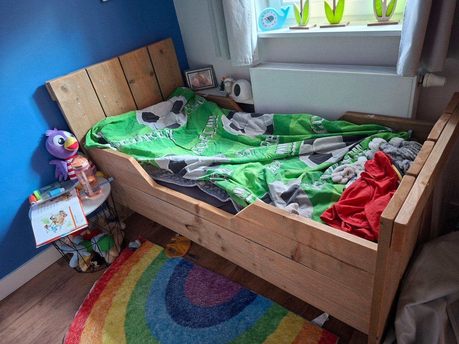 steigerhouten bed peuter, Ophalen of Verzenden, 140 tot 160 cm, 70 tot 85 cm, Matras