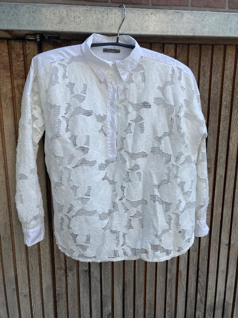 Blouse lange mouw, Verzenden, Wit, Dixie, Zo goed als nieuw