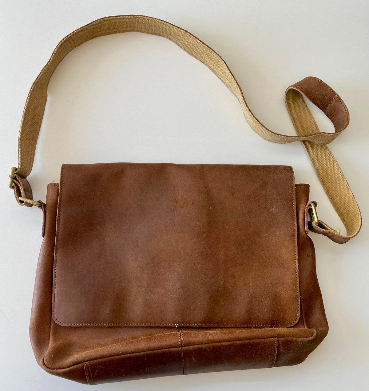 Schoudertas - postman bag - Burkely bruin leer, Ophalen of Verzenden, Zo goed als nieuw, Bruin, Leer
