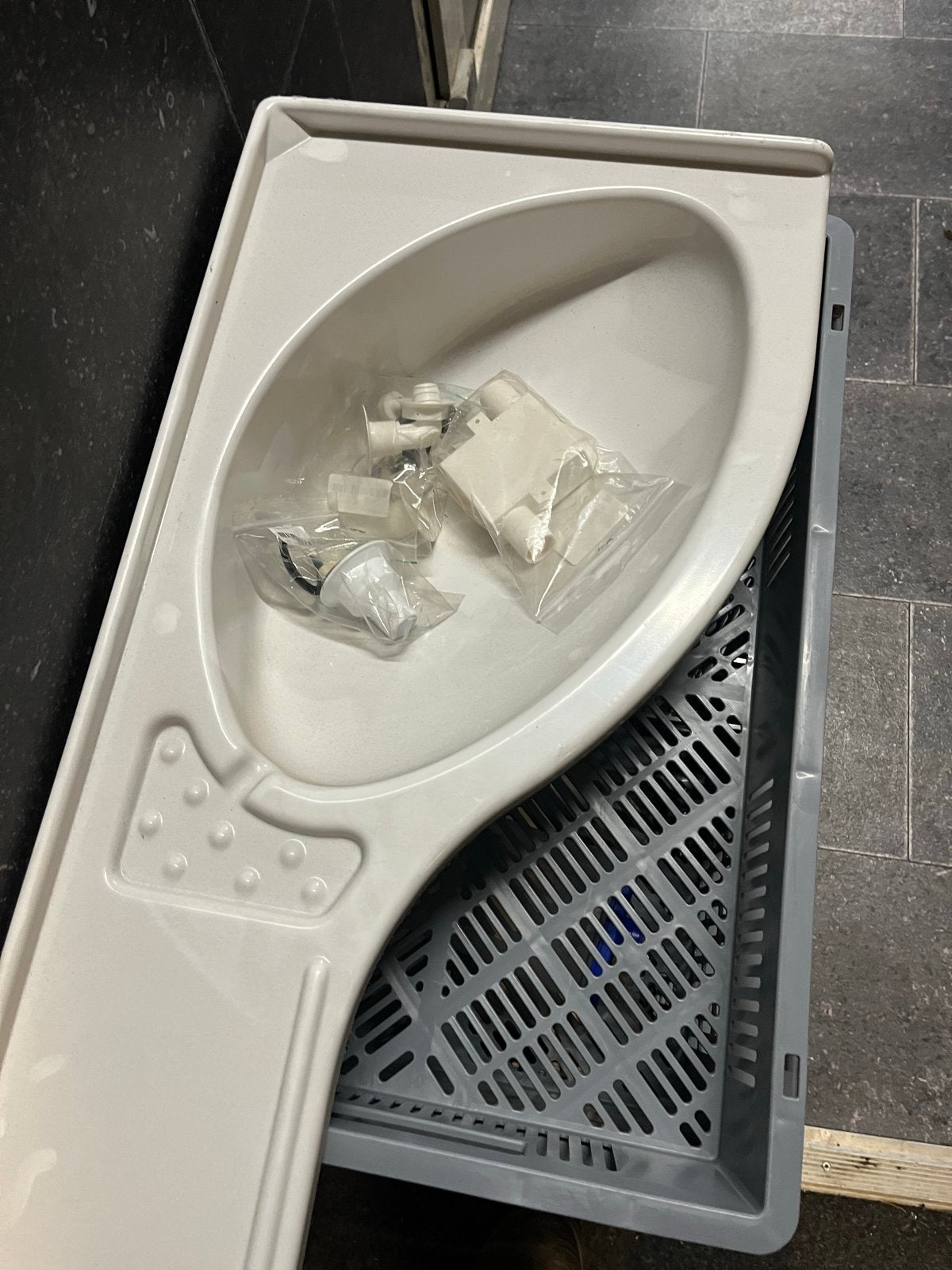 Wasbak voor camper/caravan met hulpstukken, Ophalen of Verzenden, Gebruikt