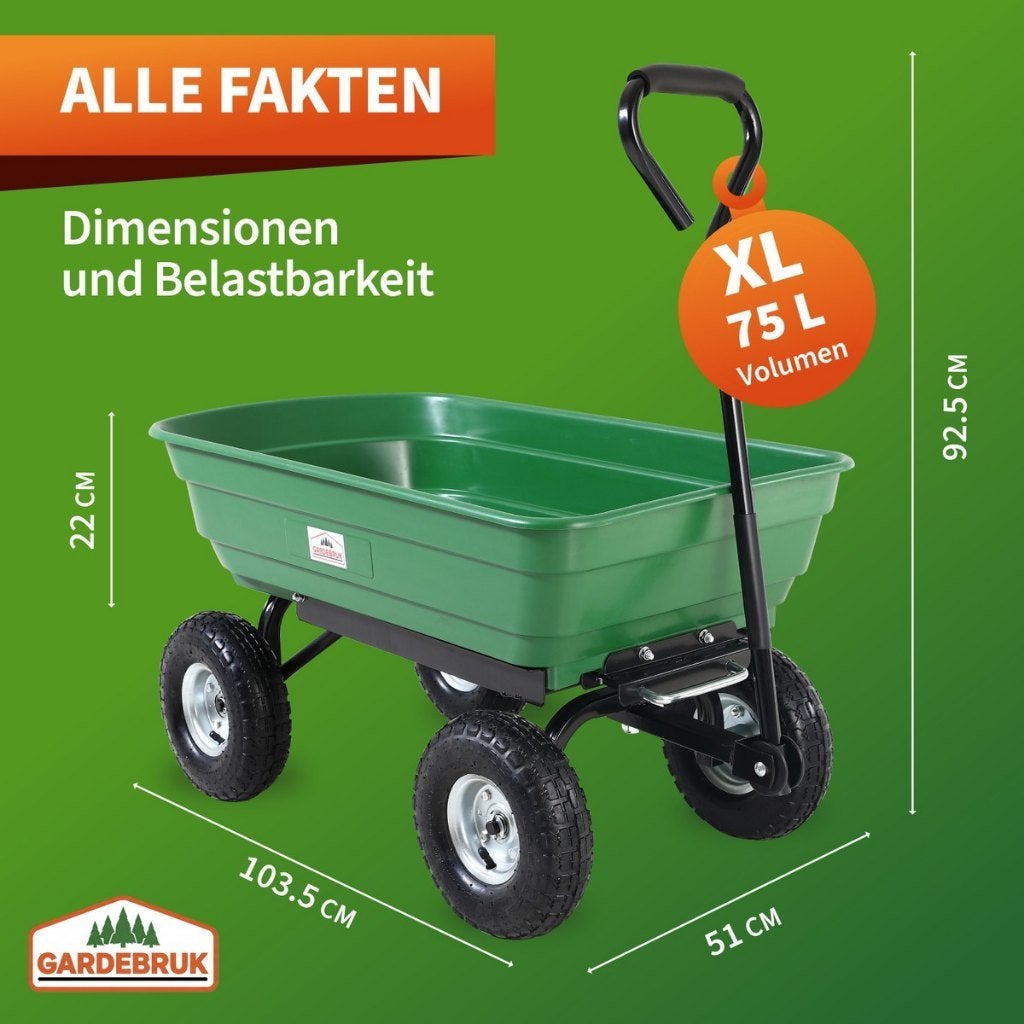 Bolderkar trekkar kiepkar kipwagen groen GRATIS BEZORGD!, Verzenden, Nieuw, Nvt, Nvt