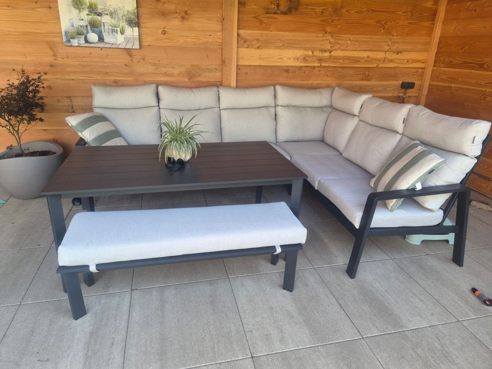 Ruime loungeset slechts 1,5 jaar oud, Tuin en Terras, Ophalen, Bank, Aluminium, Zo goed als nieuw