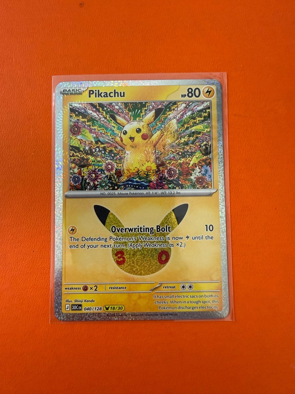 Pikachu Celebrations 040/128 Pokémon Kaart, Ophalen of Verzenden, Zo goed als nieuw, Losse kaart, Foil