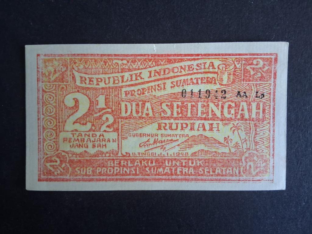 2.5 rupiah Indonesië XF 1948, Ophalen of Verzenden, Zuidoost-Azië, Los biljet