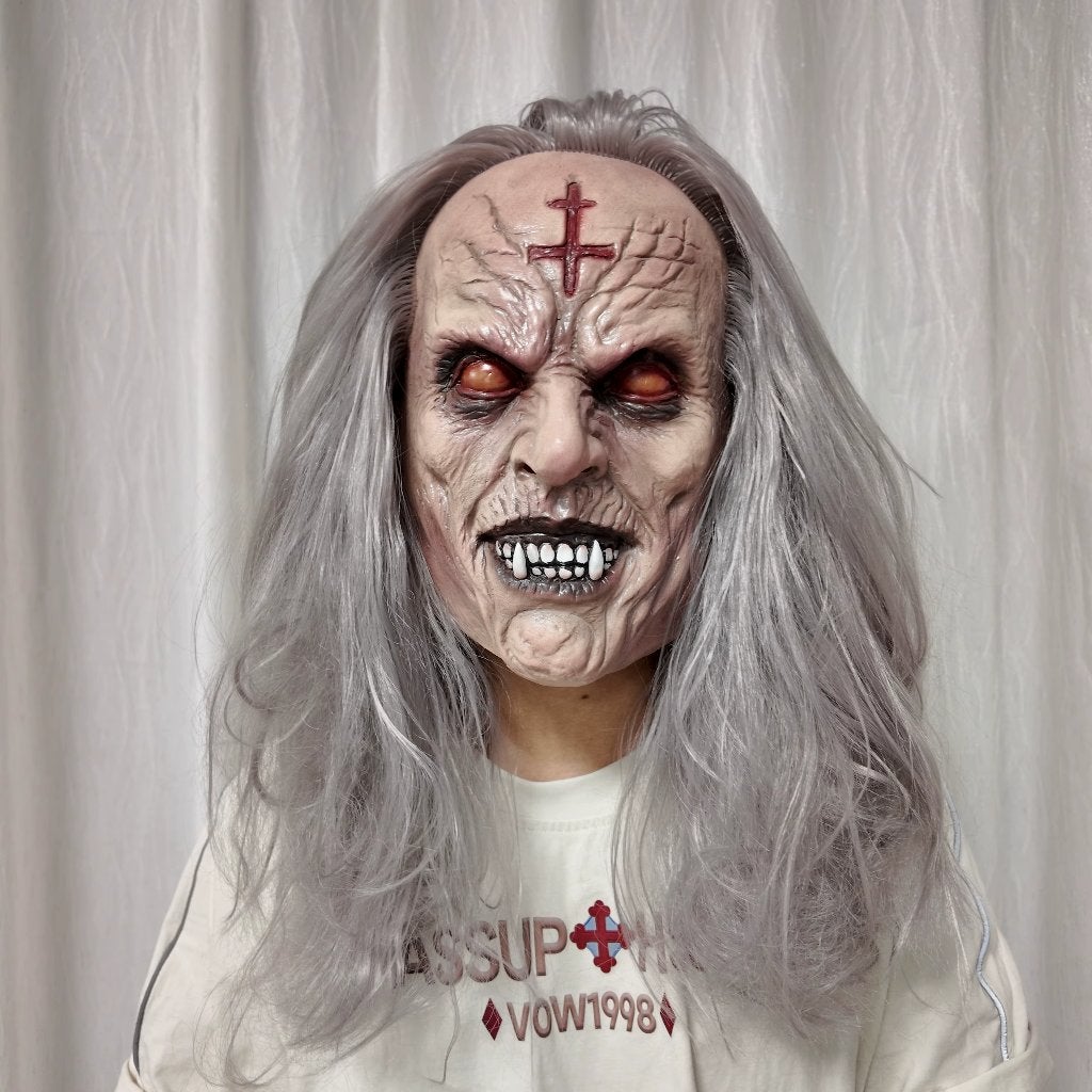 Demoon Masker Met Grijze Pruik, Hobby en Vrije tijd, Feestartikelen, Verzenden, Nieuw, Feestartikel, Halloween of Griezel