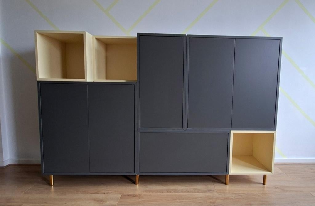 Eket Kasten combinatie Ikea (Grijs/Geel), Ophalen, Gebruikt, 25 tot 50 cm, 150 tot 200 cm