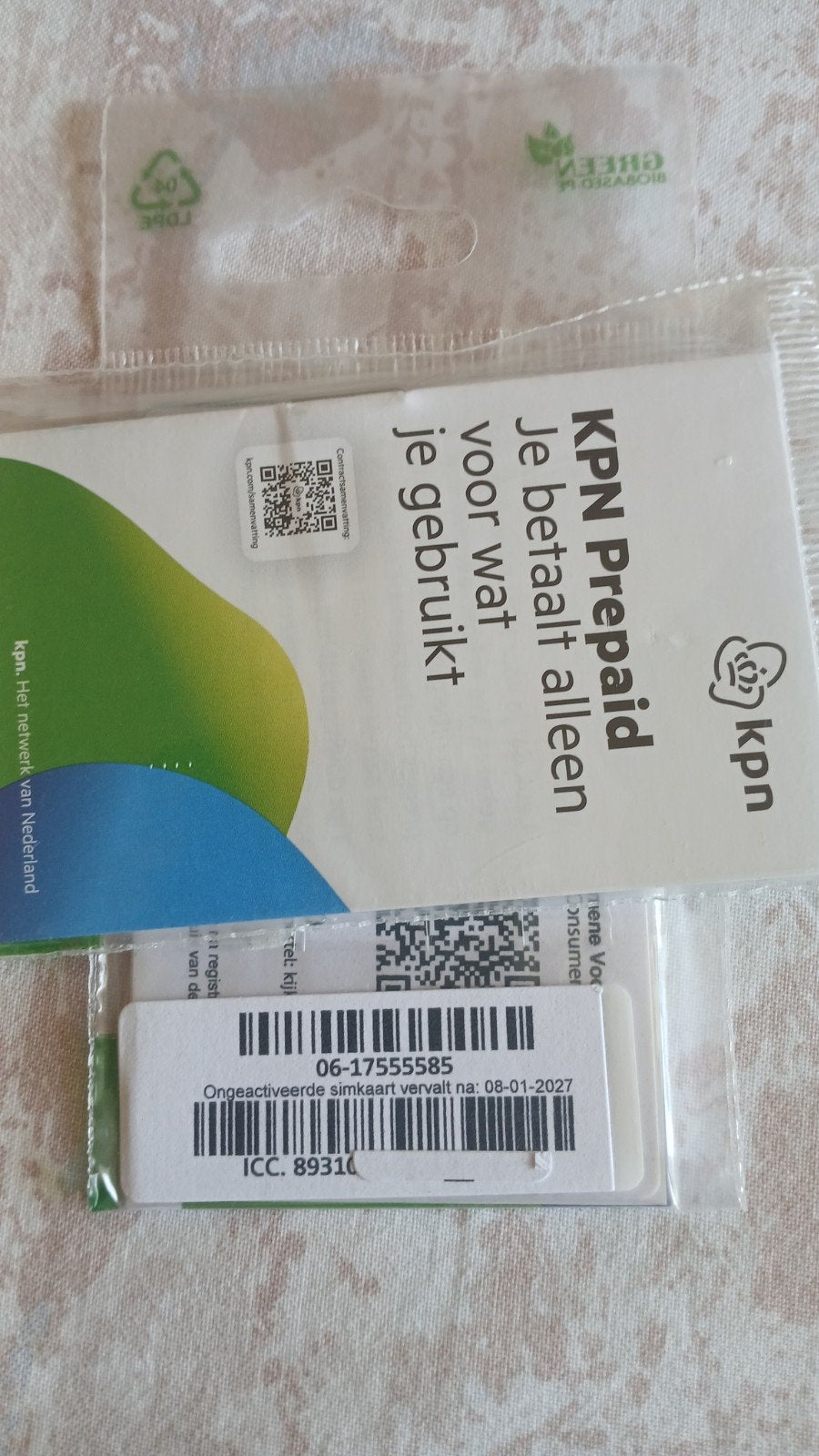 MOOI NUMMER KPN PREPAID 0617555585, Telecommunicatie, Prepaidkaarten en Simkaarten, Ophalen of Verzenden, Nieuw, KPN, Simkaart