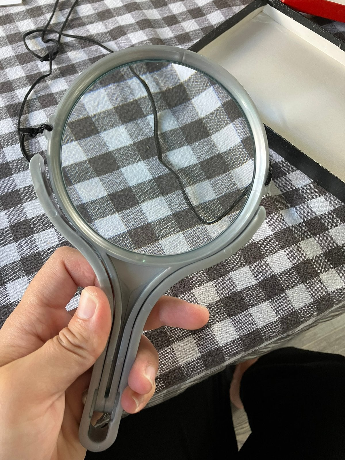 Vintage loep vergrootglas grijs met doosje, Ophalen of Verzenden, Zo goed als nieuw, Vergrootglas of Loep