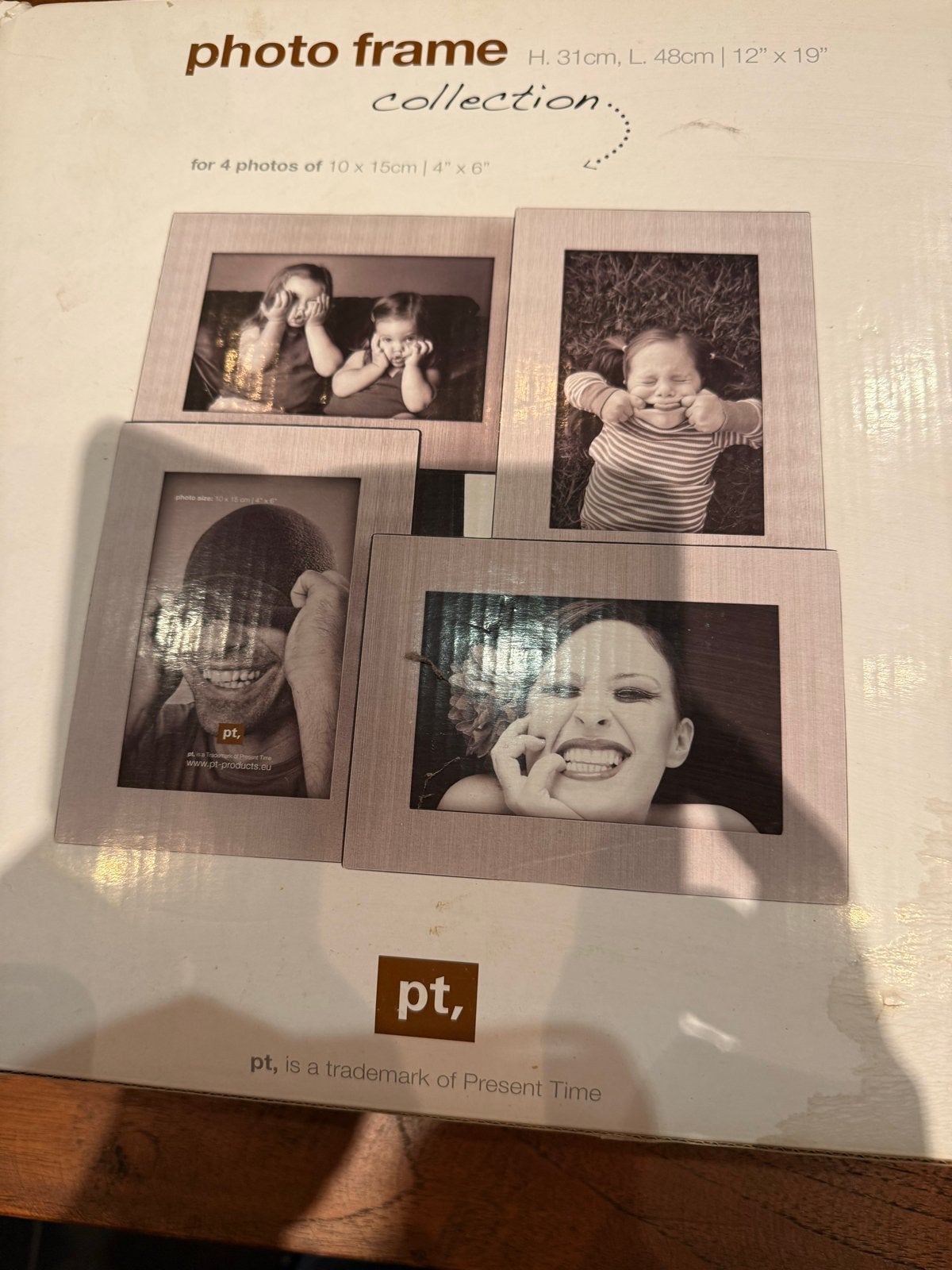 PT fotolijst collage voor 4 foto's, zilverkleurig, Nieuw, Met glas, Metaal, Zilver