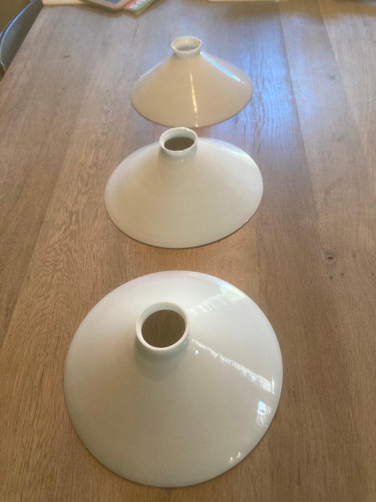 RETRO LAMPENKAPPEN VAN OPALINE GLAS, Ophalen of Verzenden, Zo goed als nieuw, Glas