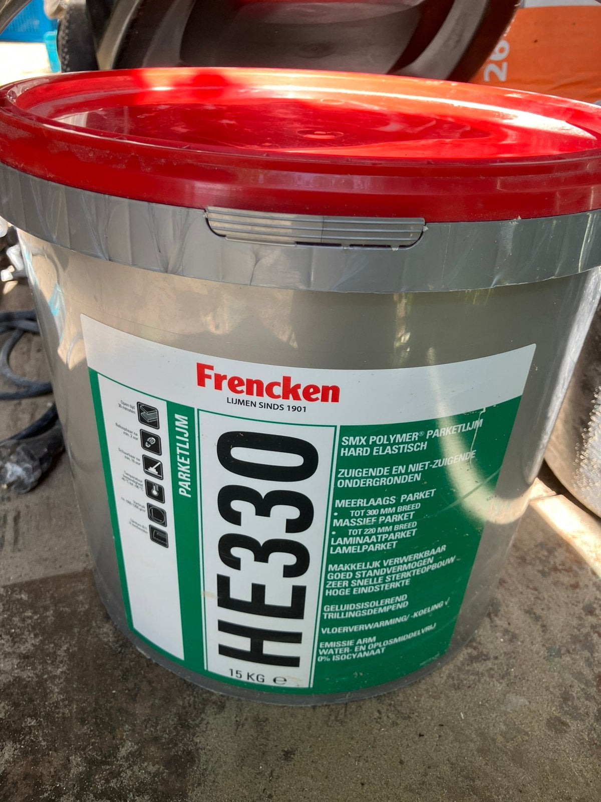Frencken HE330 parketlijm nieuw 15kg, Ophalen of Verzenden, Zo goed als nieuw