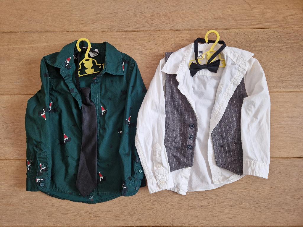 Blouse lange mouw, 2 stuks, maat 98/104, Ophalen of Verzenden, Zo goed als nieuw, Jongen, Overhemd of Blouse