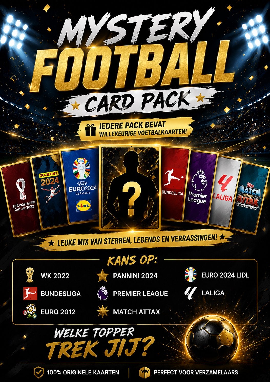 MYSTERY FOOTBALL CARD PACK  - Welke topper trek jij?, Verzenden, Nieuw, Overige sporten, Spelerskaart