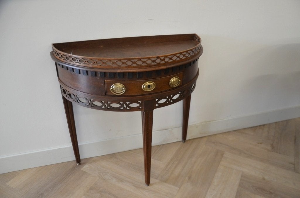 antieke halve maantafel eiken 80 x 40 cm, 50 tot 100 cm, Eikenhout, Nieuw, Ophalen of Verzenden