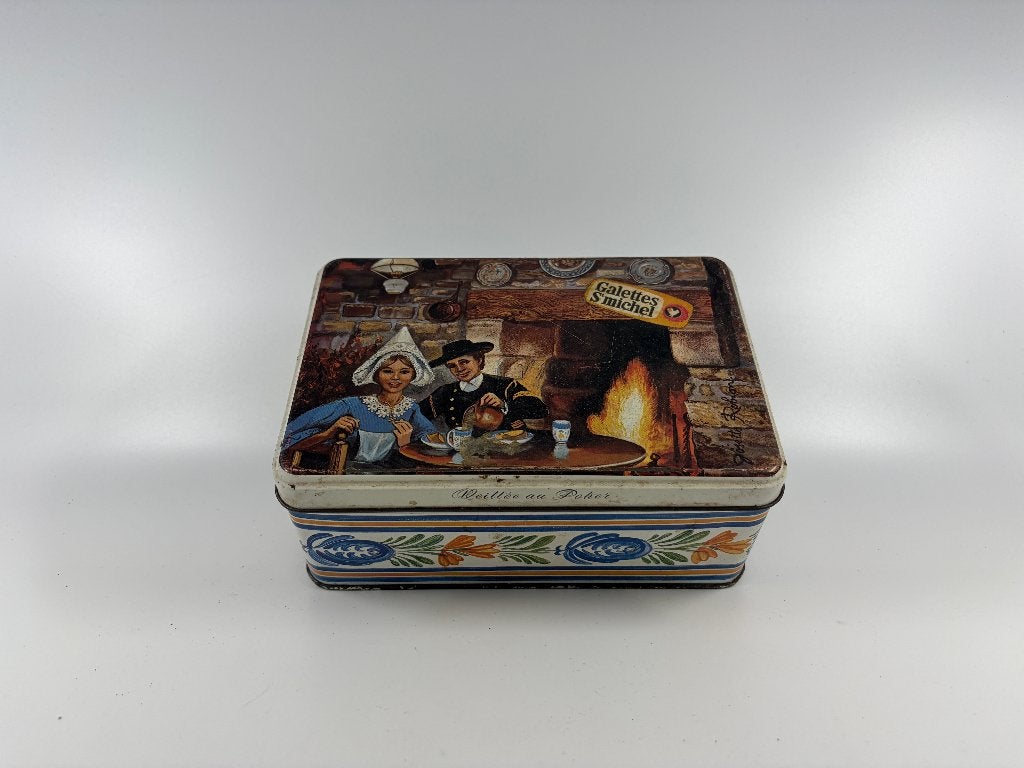 Vintage blik van het Franse koekjesmerk Galettes St Michel, Ophalen of Verzenden, Gebruikt, Overige