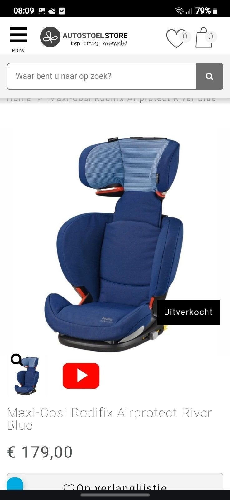 Maxi-Cosi Rodifix Airprotect River Blue autostoel, Gebruikt, 15 t/m 36 kg, Isofix, Maxi-Cosi