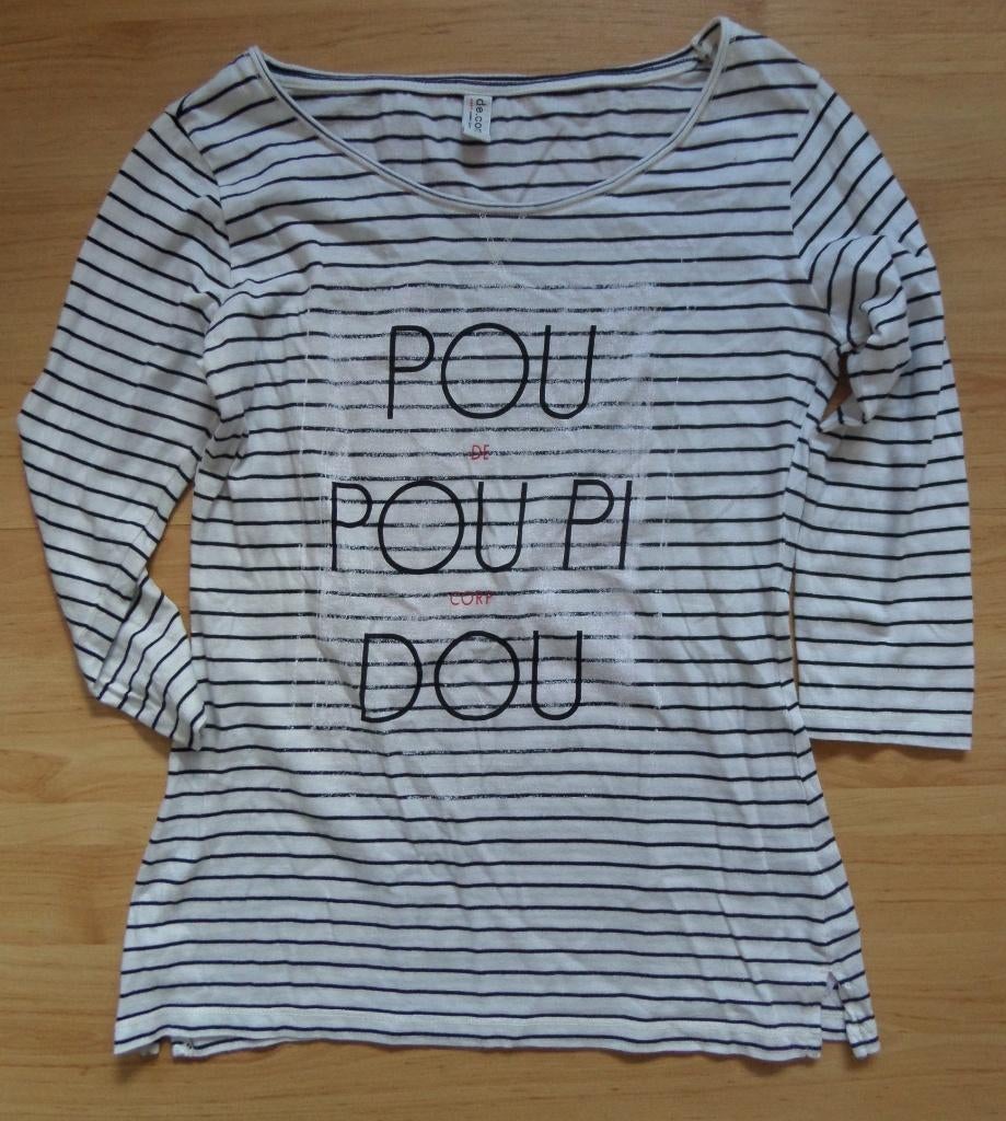 Gestreepte katoenen Esprit longsleeve maat M, Maat 38/40 (M), Wit, Ophalen of Verzenden, Zo goed als nieuw