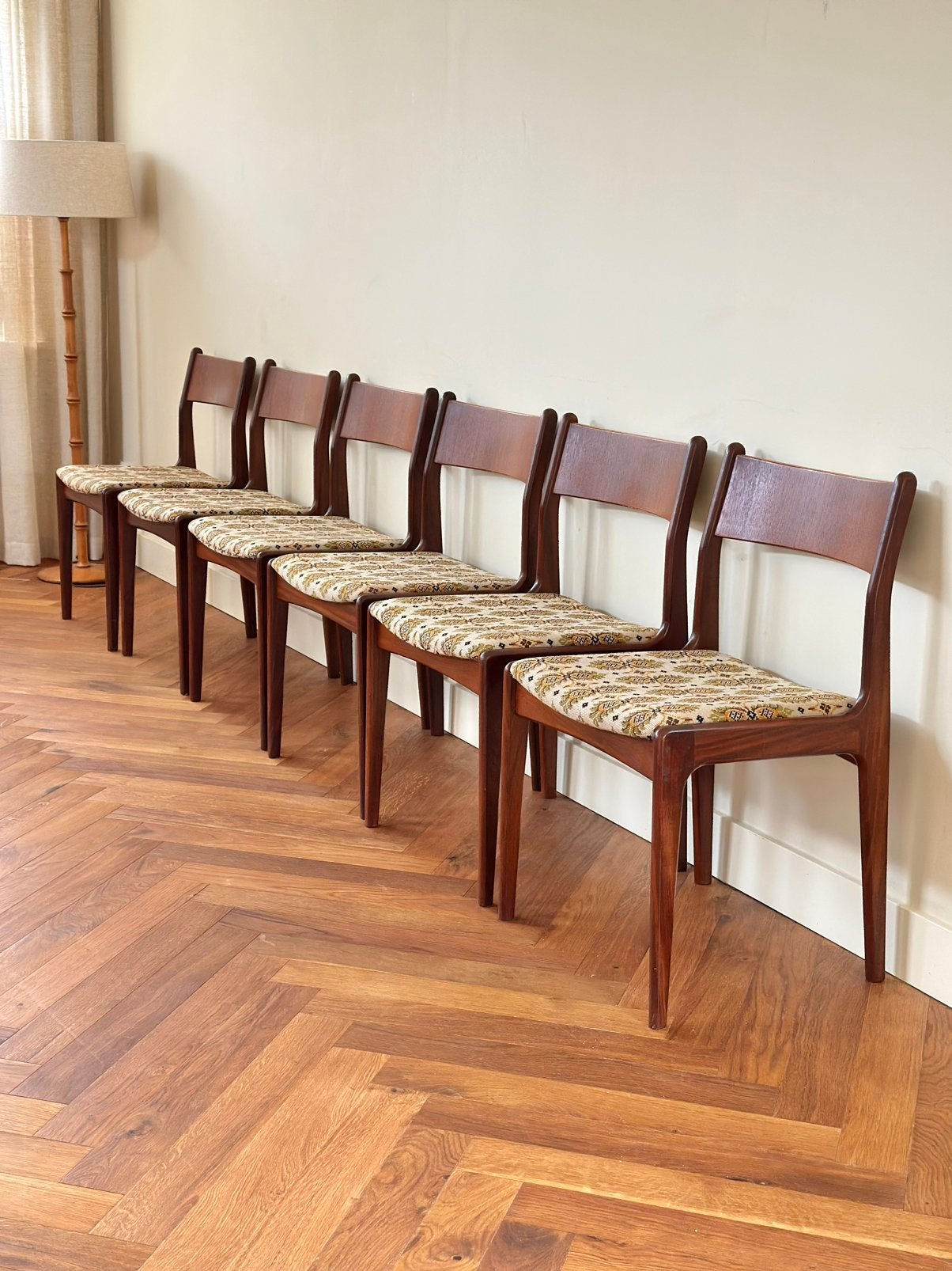 Set 6 vintage stoelen deens teak hout jaren 50/60/70, Huis en Inrichting, Ophalen, Gebruikt, Overige kleuren, Deens vintage