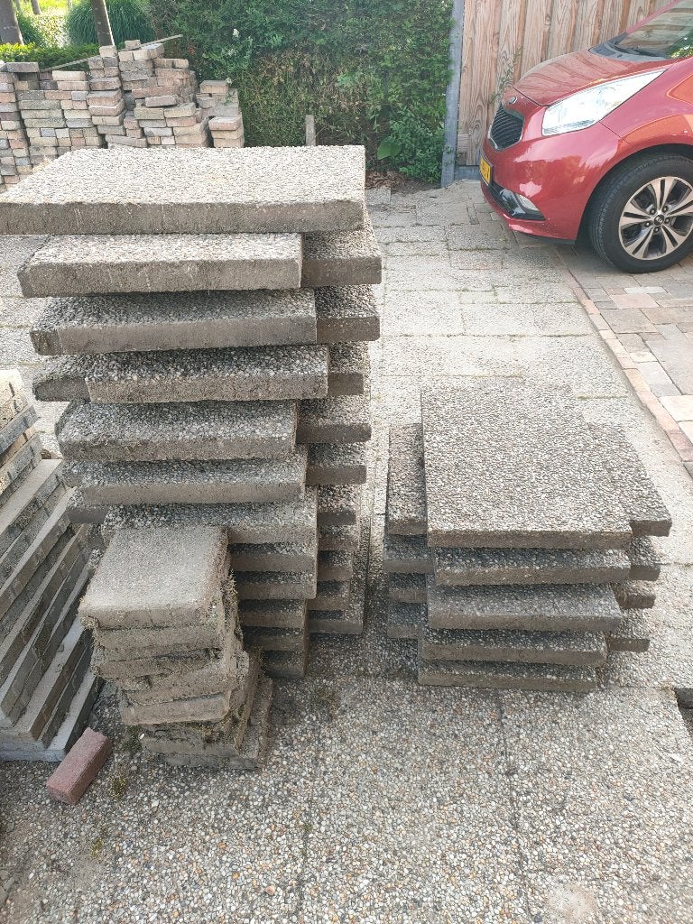 Gewassen grinttegels, Tuin en Terras, Ophalen, Gebruikt, 5 tot 10 m², Beton