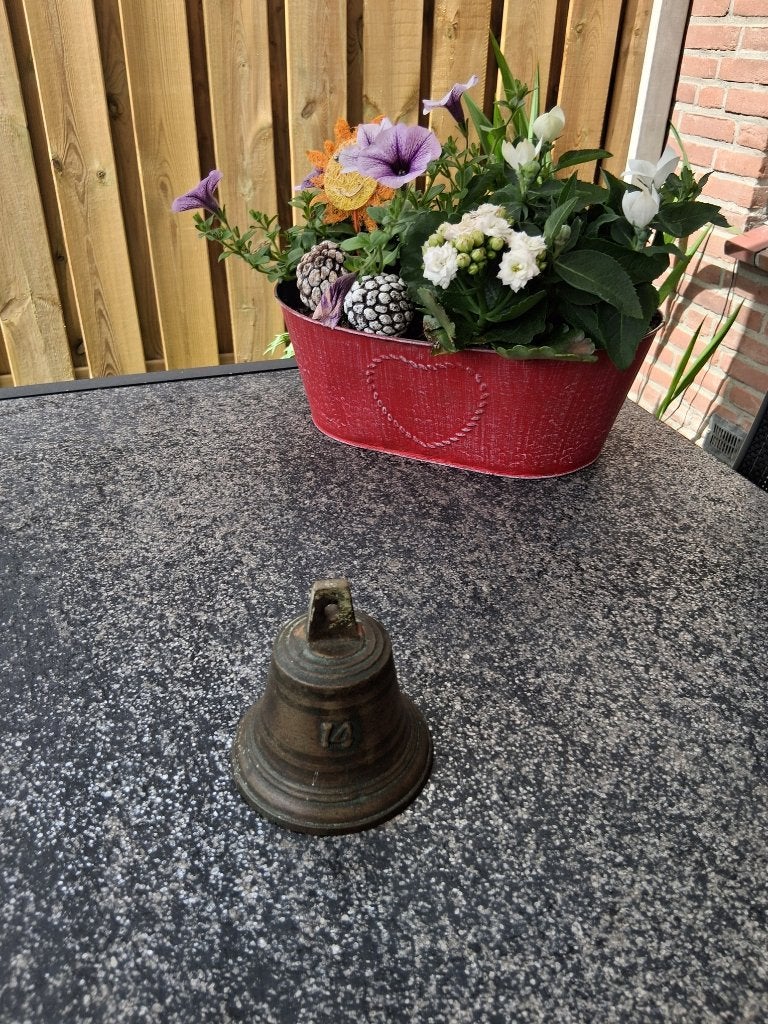 Oude bronzen scheepsbel nummer 14, Ophalen of Verzenden, Brons