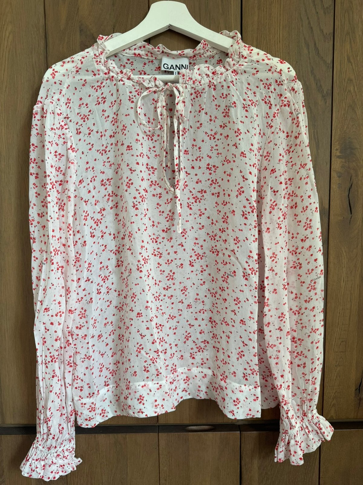 Ganni blouse maat 42, Ophalen of Verzenden, Zo goed als nieuw, Maat 42/44 (L), Wit