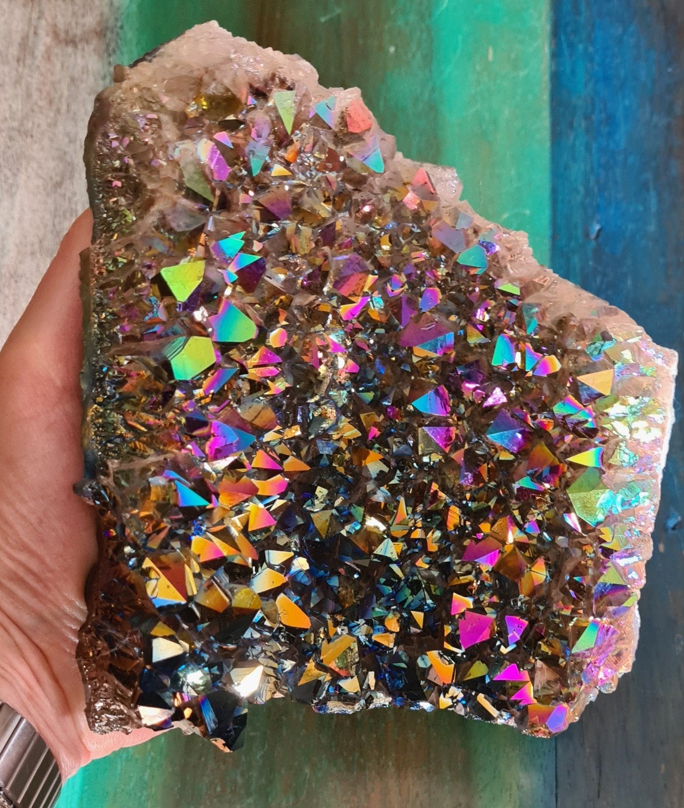 Prachtige Titanium Aura Kwarts Cluster, Ophalen