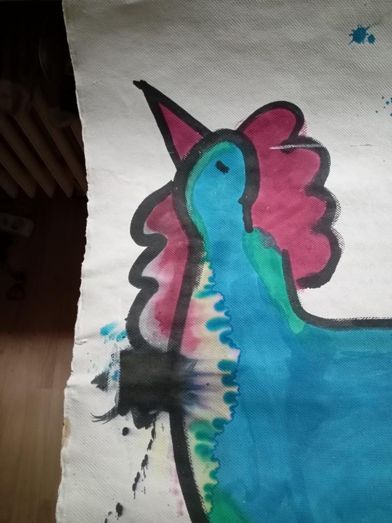 Grote Aquarel Anton Heyboer (1924-2005) - Kip op Molenpapier, Antiek en Kunst, Ophalen of Verzenden
