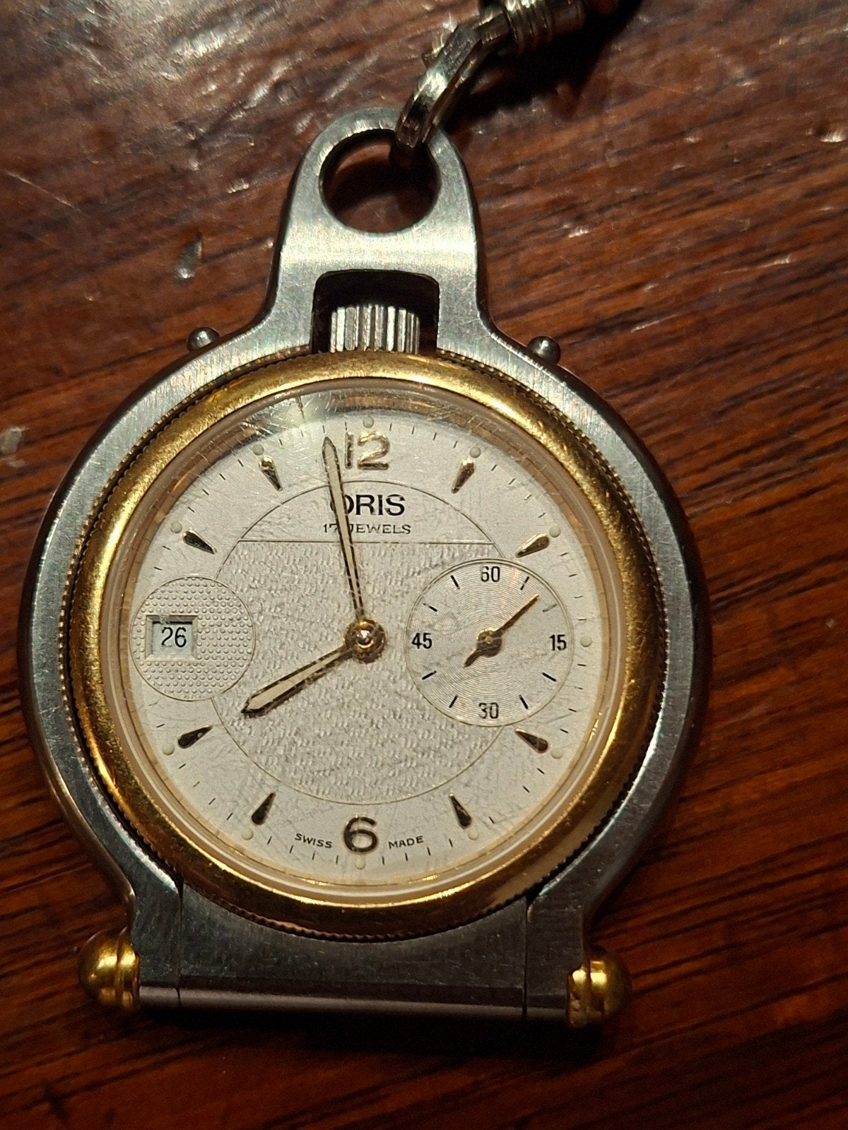 Oris Zakhorloge 17 Jewels met garantiecertificaat en doos, Met ketting, Zakhorloge, Staal, 1960 of later