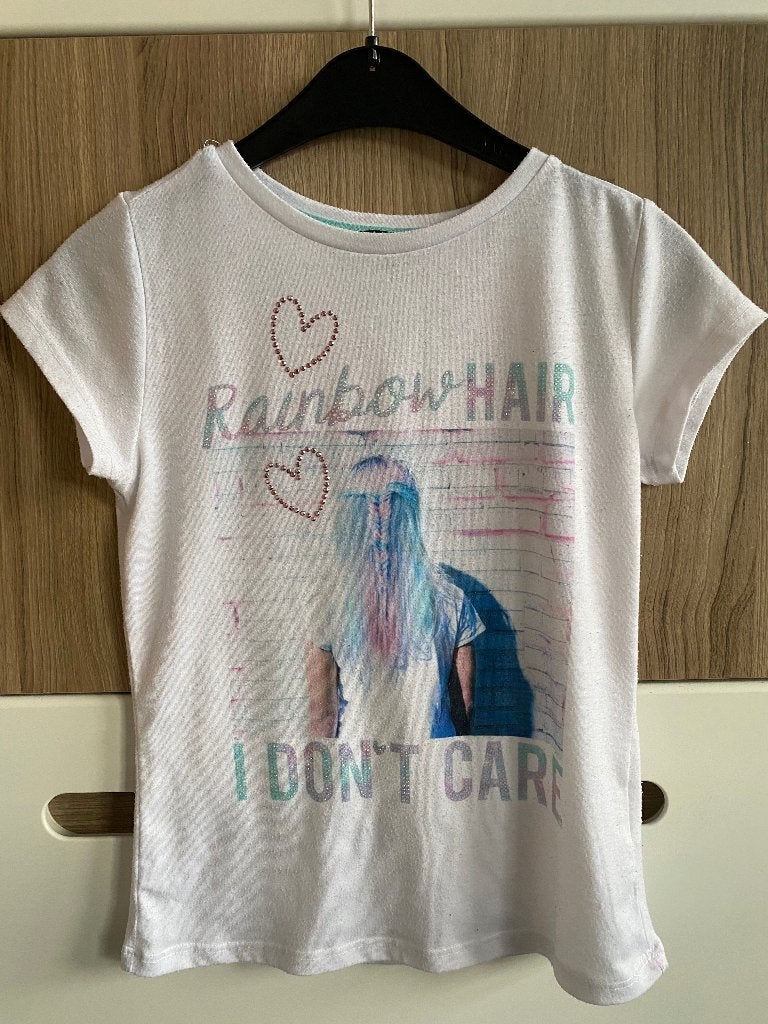 Tshirt Coolcat Rainbow Hair Wit Maat 134 140, Gebruikt, Meisje, Coolcat, Ophalen of Verzenden