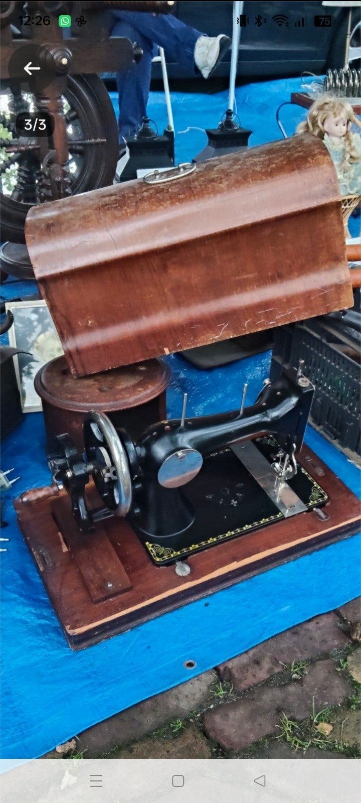 Germania II handnaaimachine met doos en sleutel, Ophalen