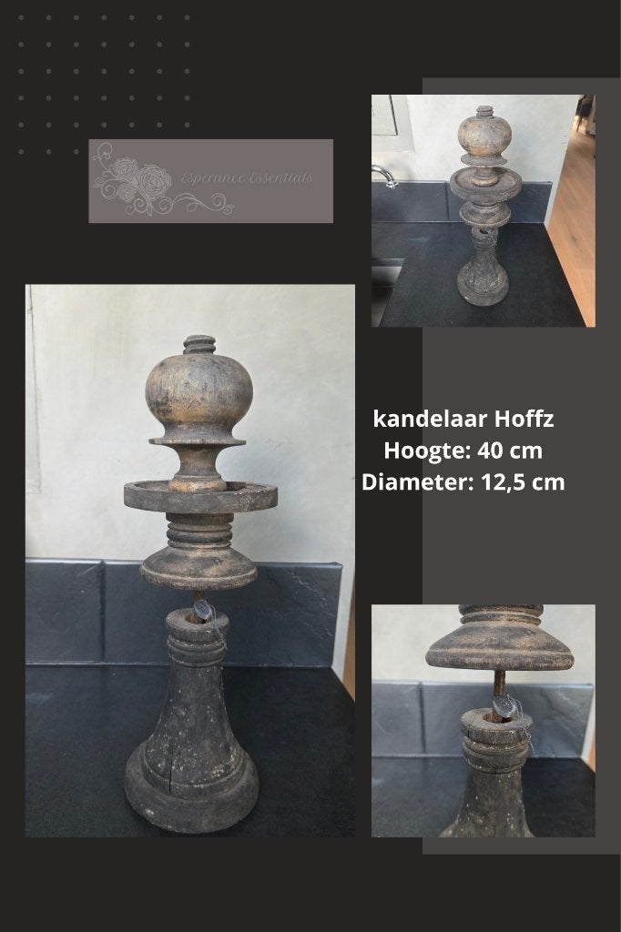 Hoffz kandelaar, Hout, Ophalen of Verzenden, Grijs, Landelijk
