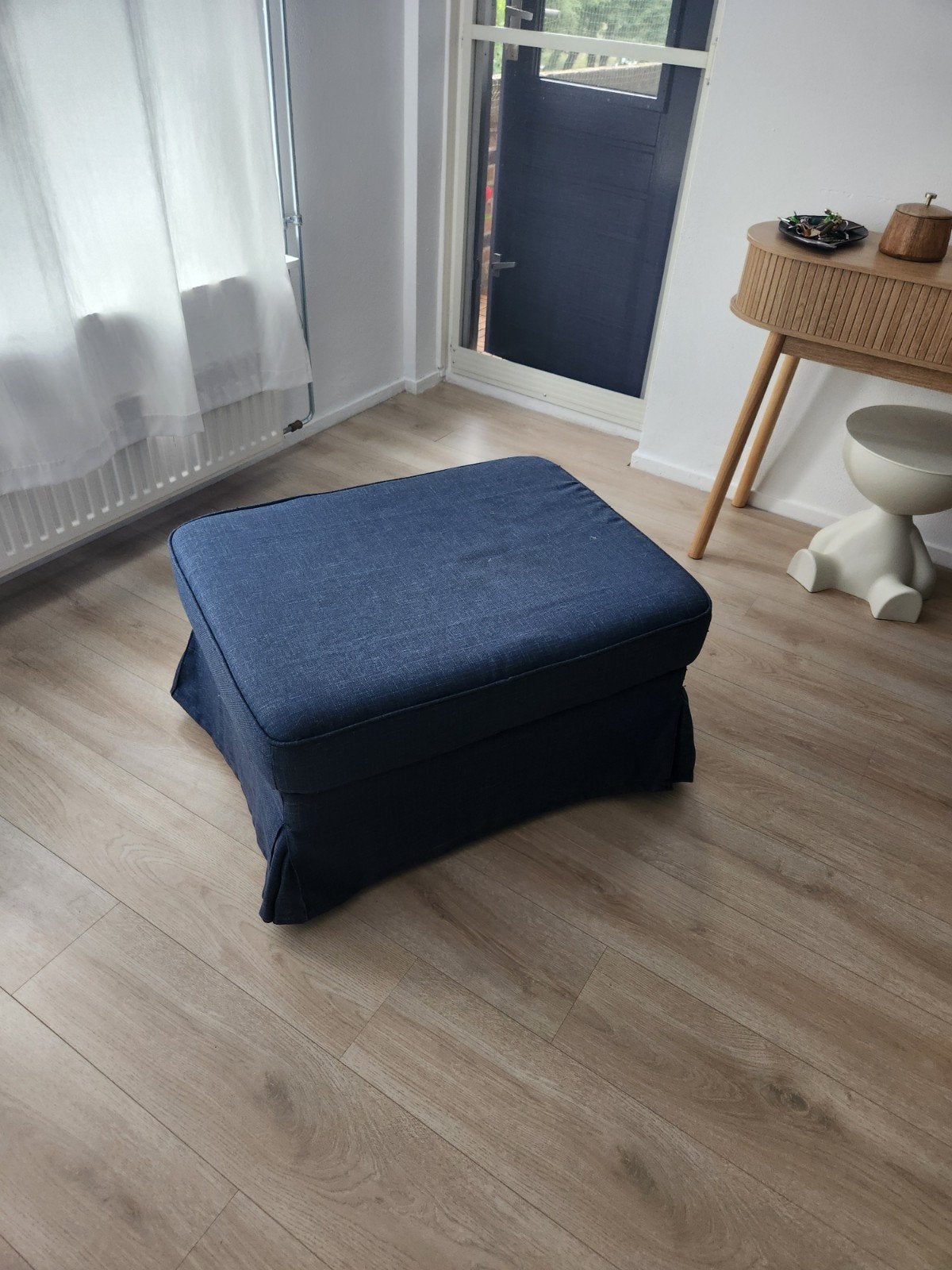 EKTORP KILANDA donkerblauw 3 zits hoes en hocker hoes, Ophalen, Zo goed als nieuw, Rechthoekig, 125 cm of meer