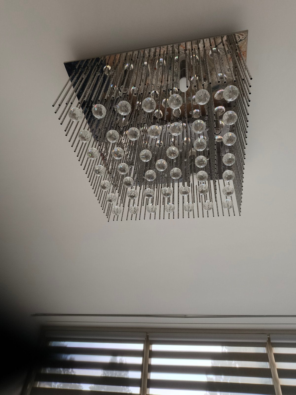 Set van 2 Plafondlampen met Kristallen - Verschillende Maten, Ophalen, Zilver, Gebruikt, Modern