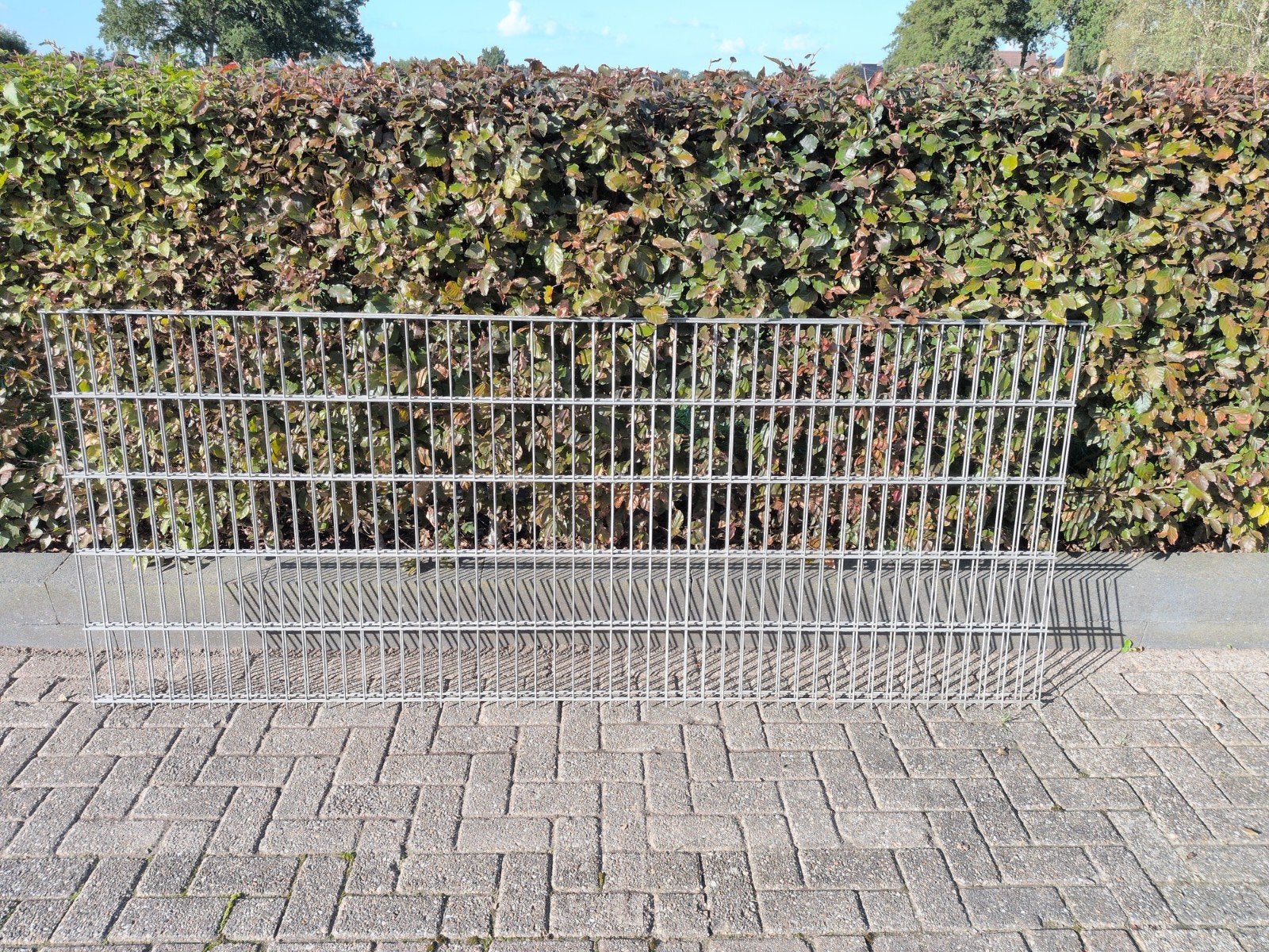 Dubbeldraads Hekwerk Verzinkt Staal 1 Meter Hoog, Ophalen, Gebruikt, IJzer, Dubbelstaafmat hekwerk