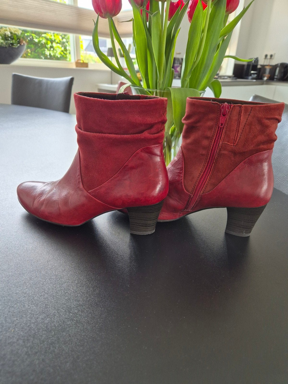 Leren rode laarsjes, Kleding | Dames, Lage of Enkellaarzen, Gabor, Ophalen of Verzenden, Gedragen