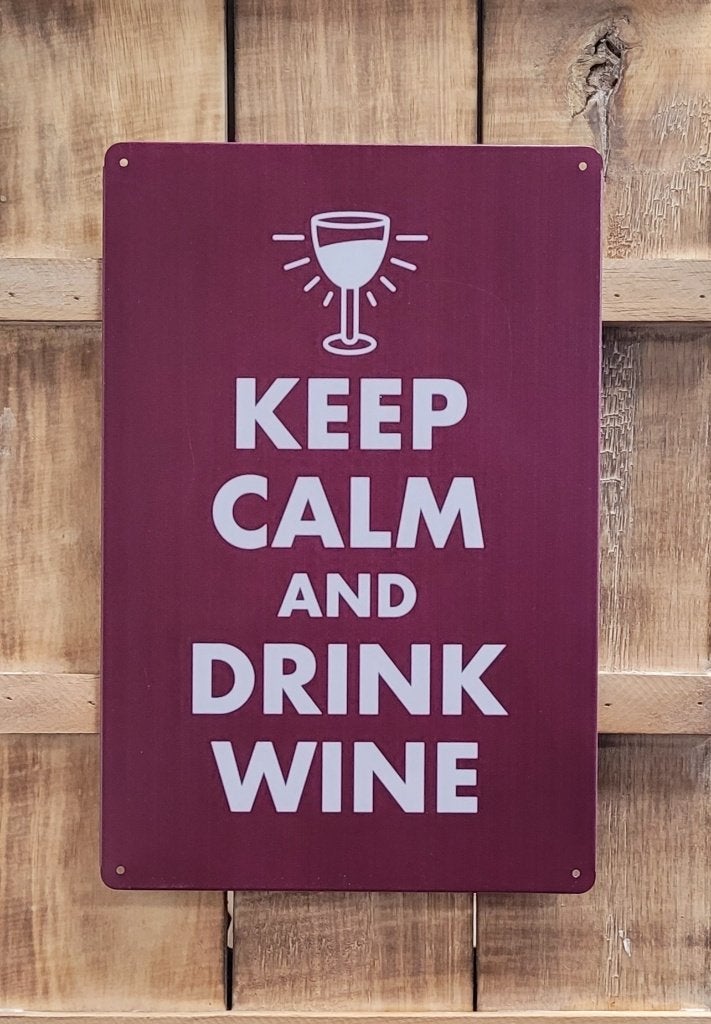 Keep calm and drink wine wijn reclamebord van metaal deco, Info@deconoord.nl, Deco Noord, Nieuw, Ophalen of Verzenden