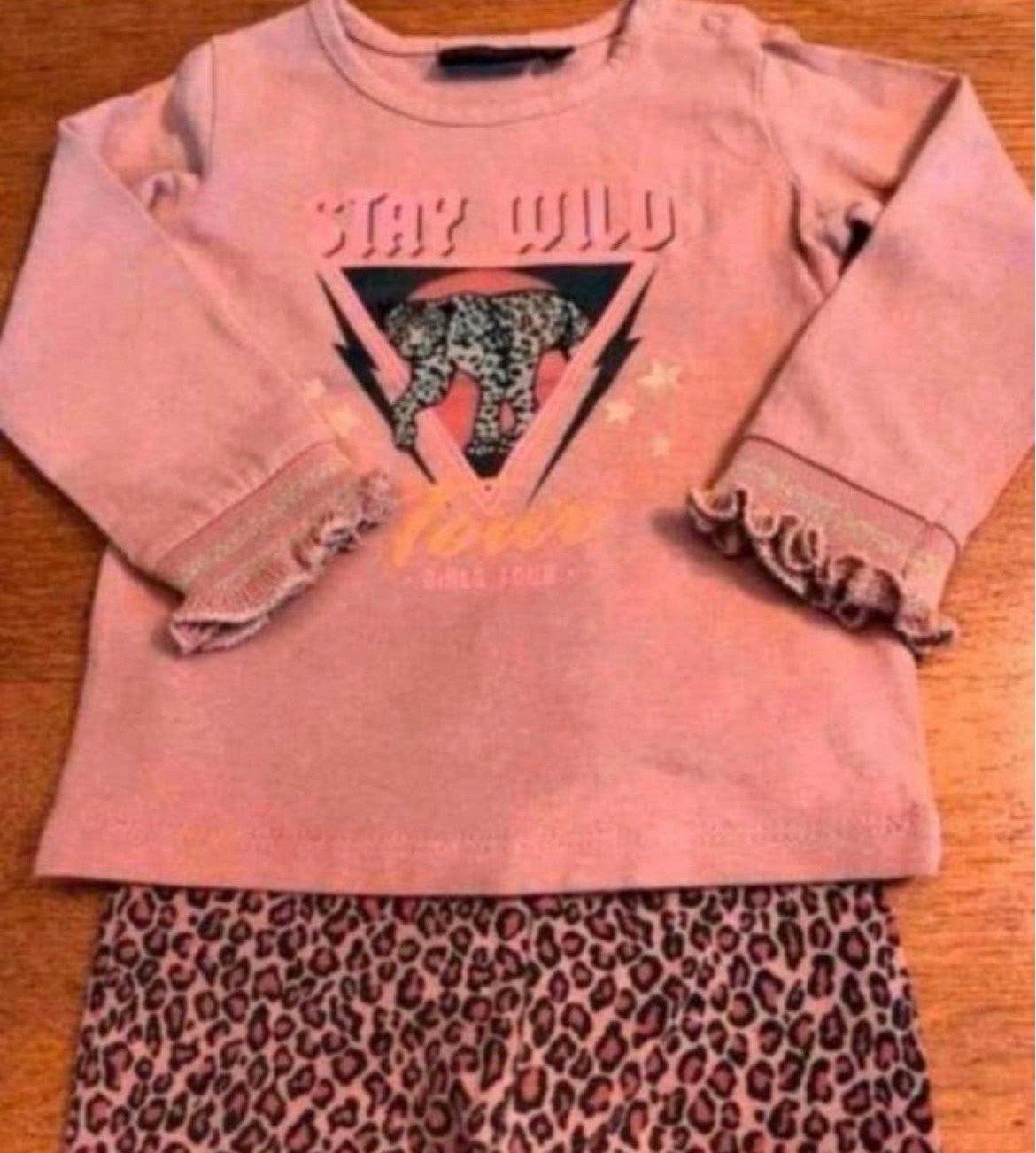 Setje mt 68 Bakkaboe panterprint, Kinderen en Baby's, Ophalen of Verzenden, Zo goed als nieuw, Meisje, Setje