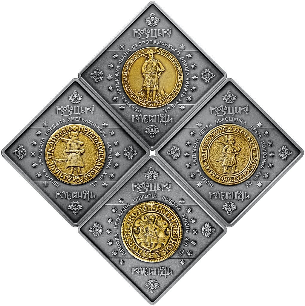 Ukraine Silver Coin Set 4x10 Hryven 2021 - Cossack Regalia, Verzenden, Overige landen, Setje, Zilver